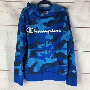 Champion kids unisex boys hoodie sweater camo blue 5T cotton sweatshirt pullover